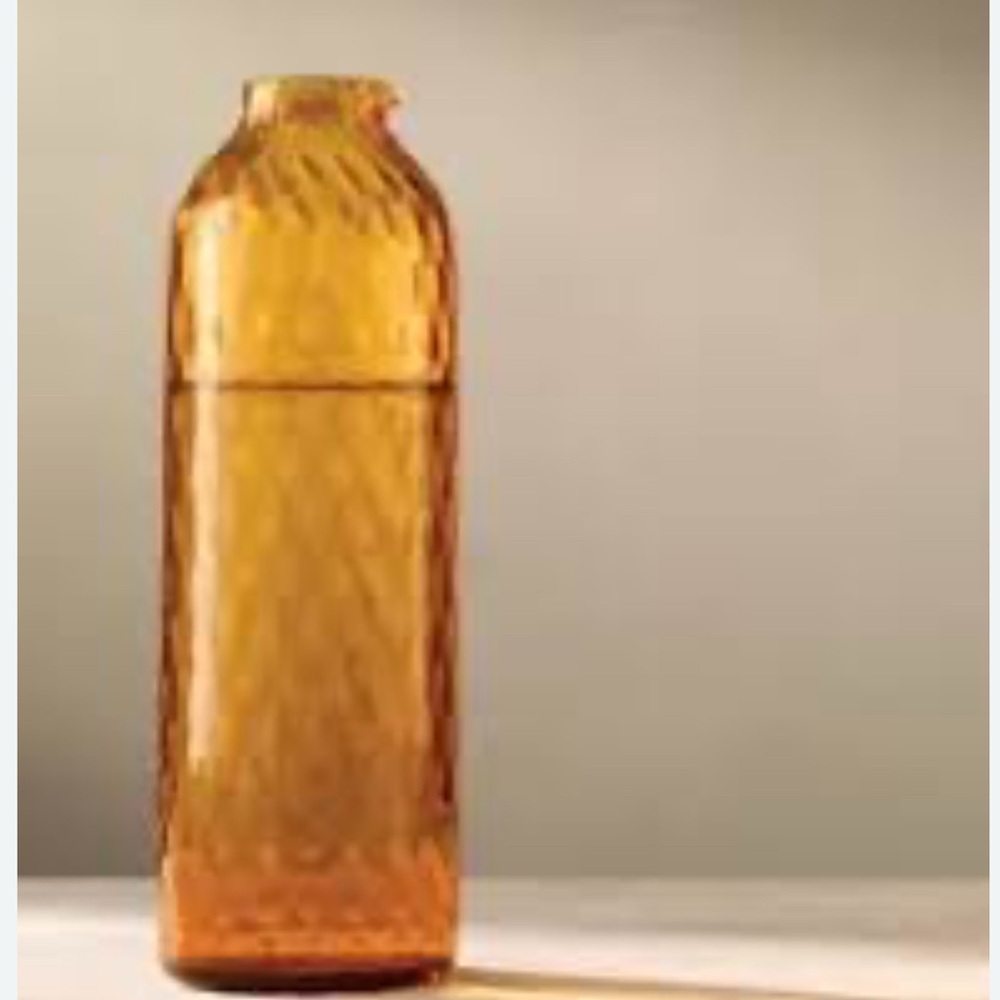 Vintage Amber Dapple Collection, Water Carafe + drinking glass.